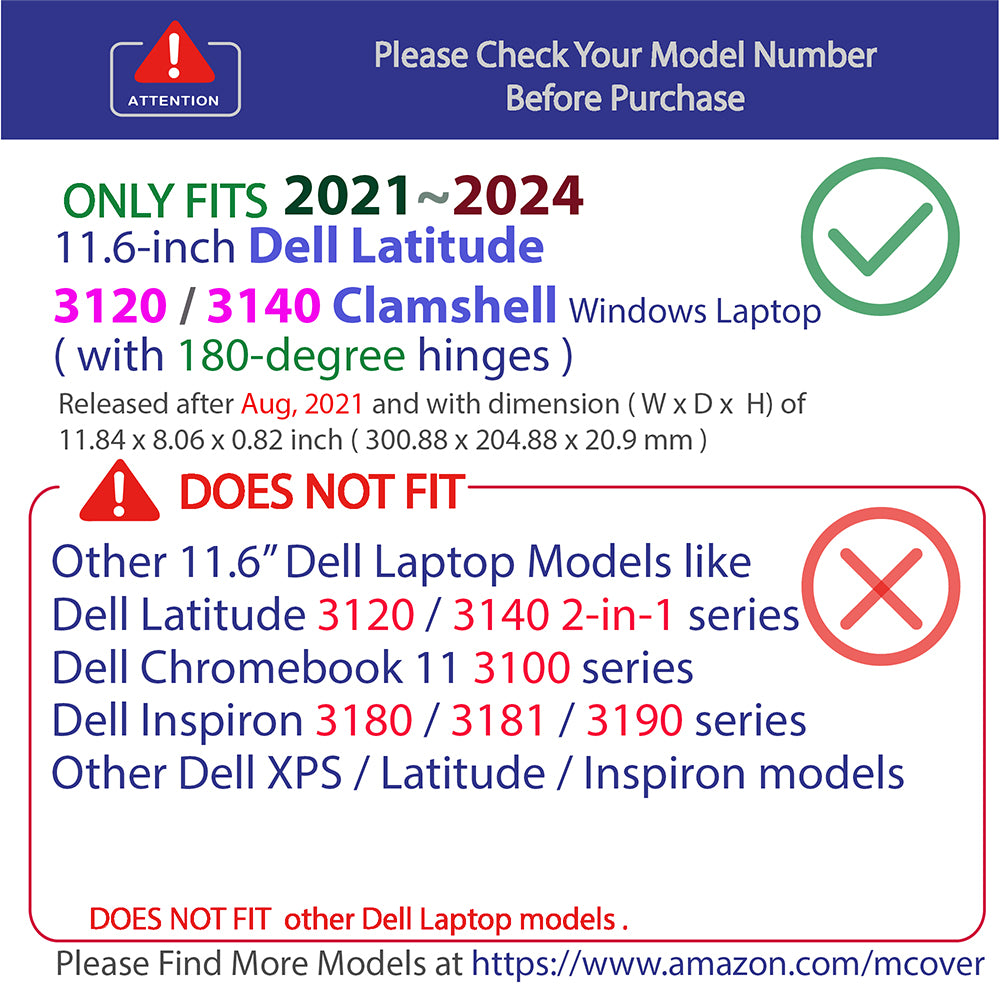 mCover Case Compatible for 2021～2024 11.6" Dell Latitude 3120 Clamshell Windows Notebook Computer Only (NOT Fitting Any Other Dell Models)