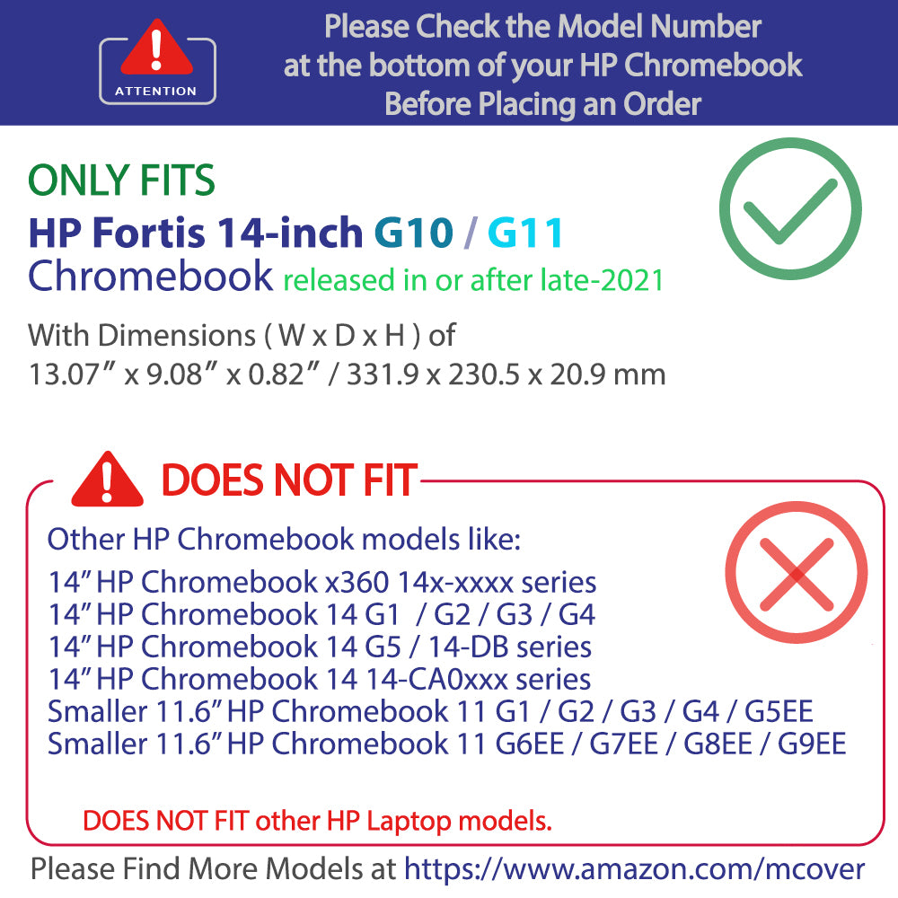 mCover Case ONLY Compatible for 2021~2024 14" HP Fortis 14-inch G10 / G11 Chromebook Laptop Computers (NOT Fitting Any Other HP Models)