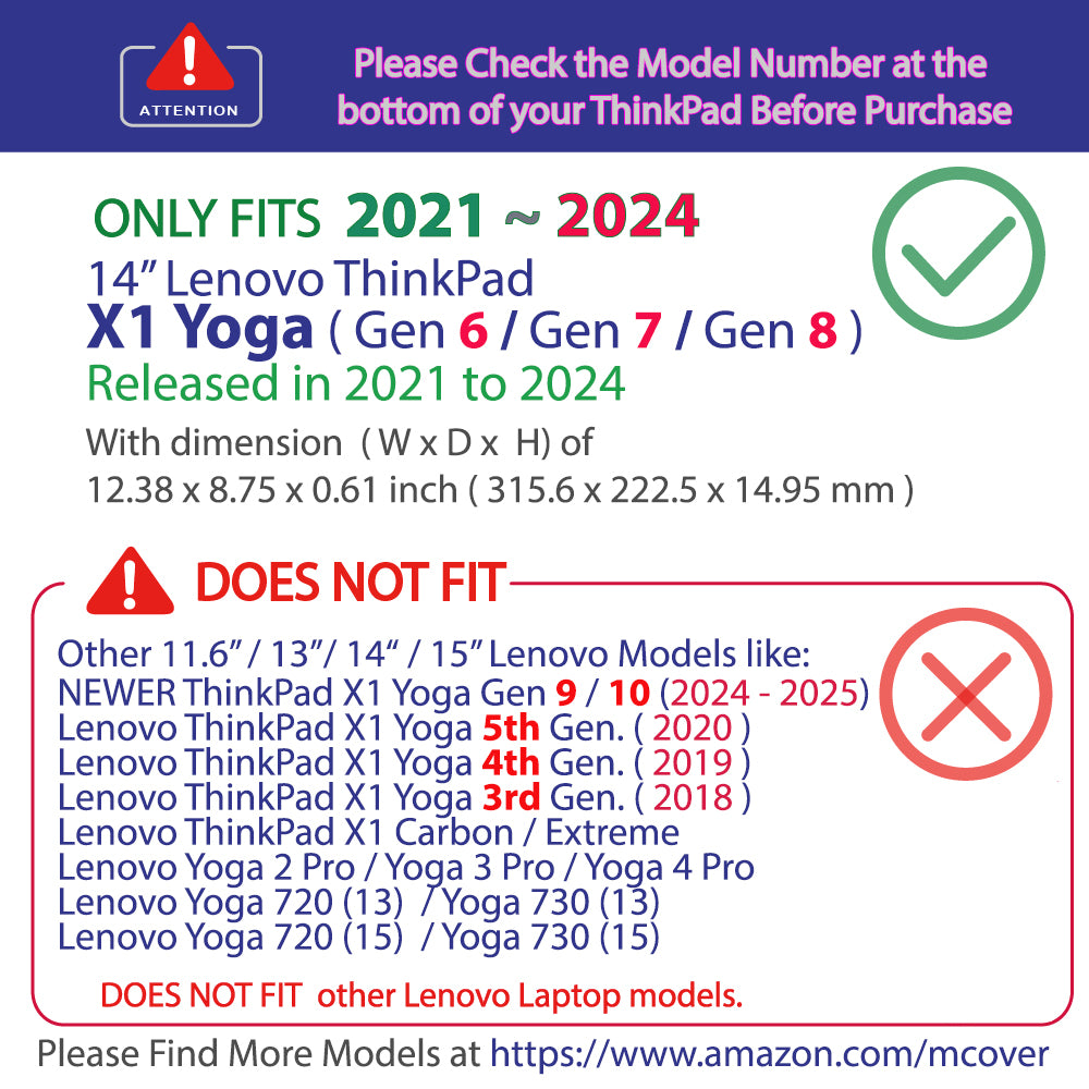 mCover Case ONLY Compatible for 2021~2024 14" Lenovo ThinkPad X1 Yoga Gen 6 / 7 / 8