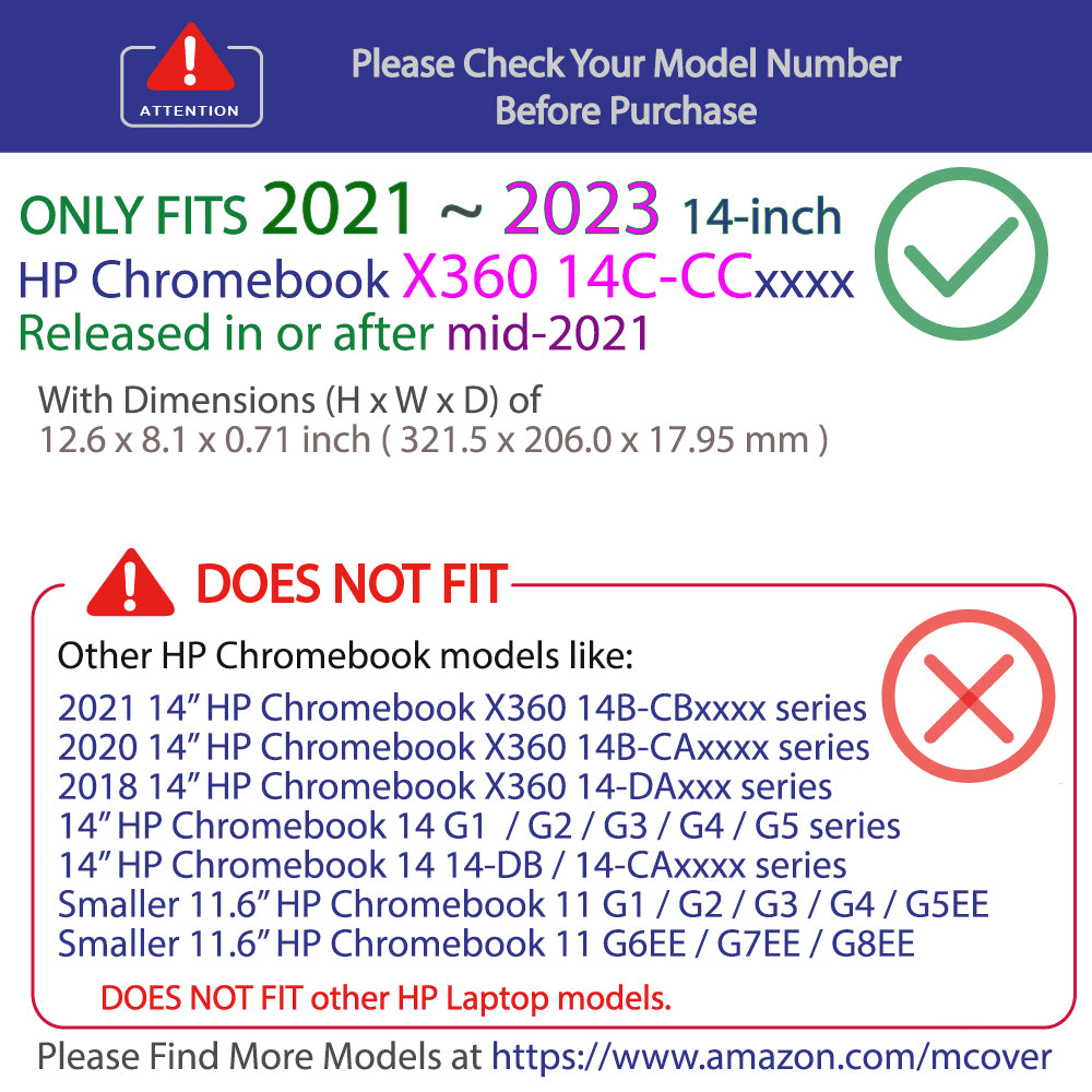 mCover Hard Case Only Compatible for 2021~2023 14" HP Chromebook x360 14C-CC0000 Series Laptop Computers (NOT Fitting Any Other HP Chromebook & Windows laptops)