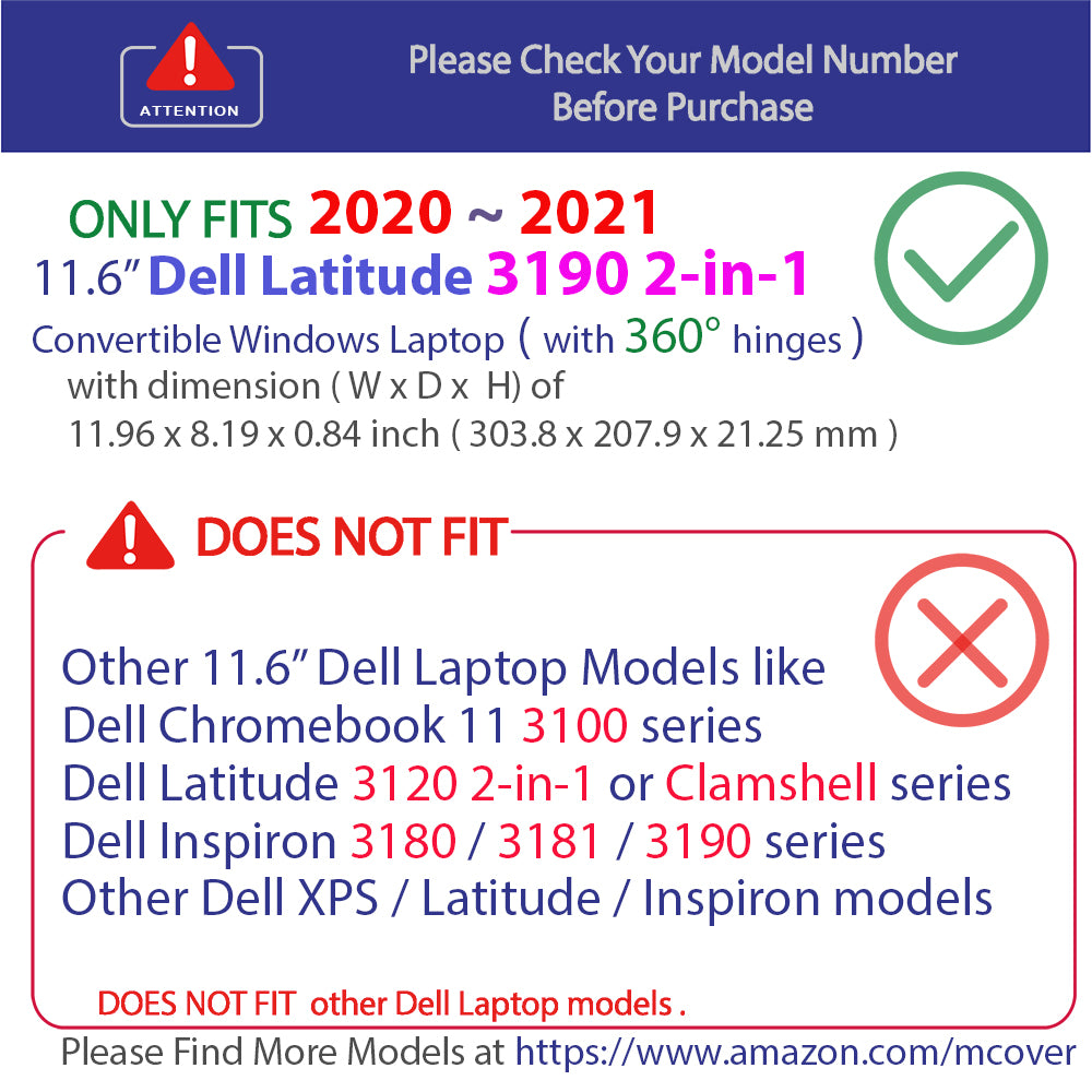 mCover Case Compatible for 2020-2021 11.6" Dell Latitude 3190 2-in-1 (with 360° Hinge) EDUCATION Laptop ONLY (NOT Fitting Any Other Dell Models)