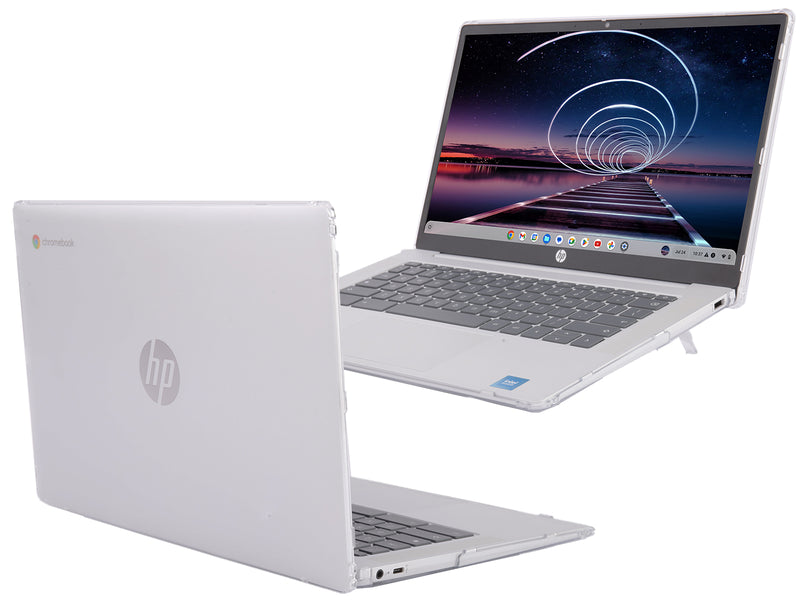 Custodia In Pelle Viola Per HP Chromebook X360 14a | Serie Contour Con Interno In Microfibra E Chiusura Regolabile