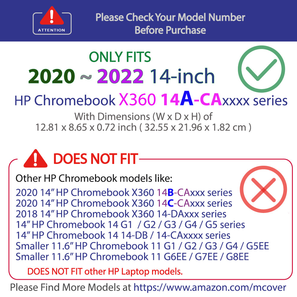 mCover Aqua Clip-On Case for 2020-2022 HP Chromebook x360 14a-CA0000 Series Laptops