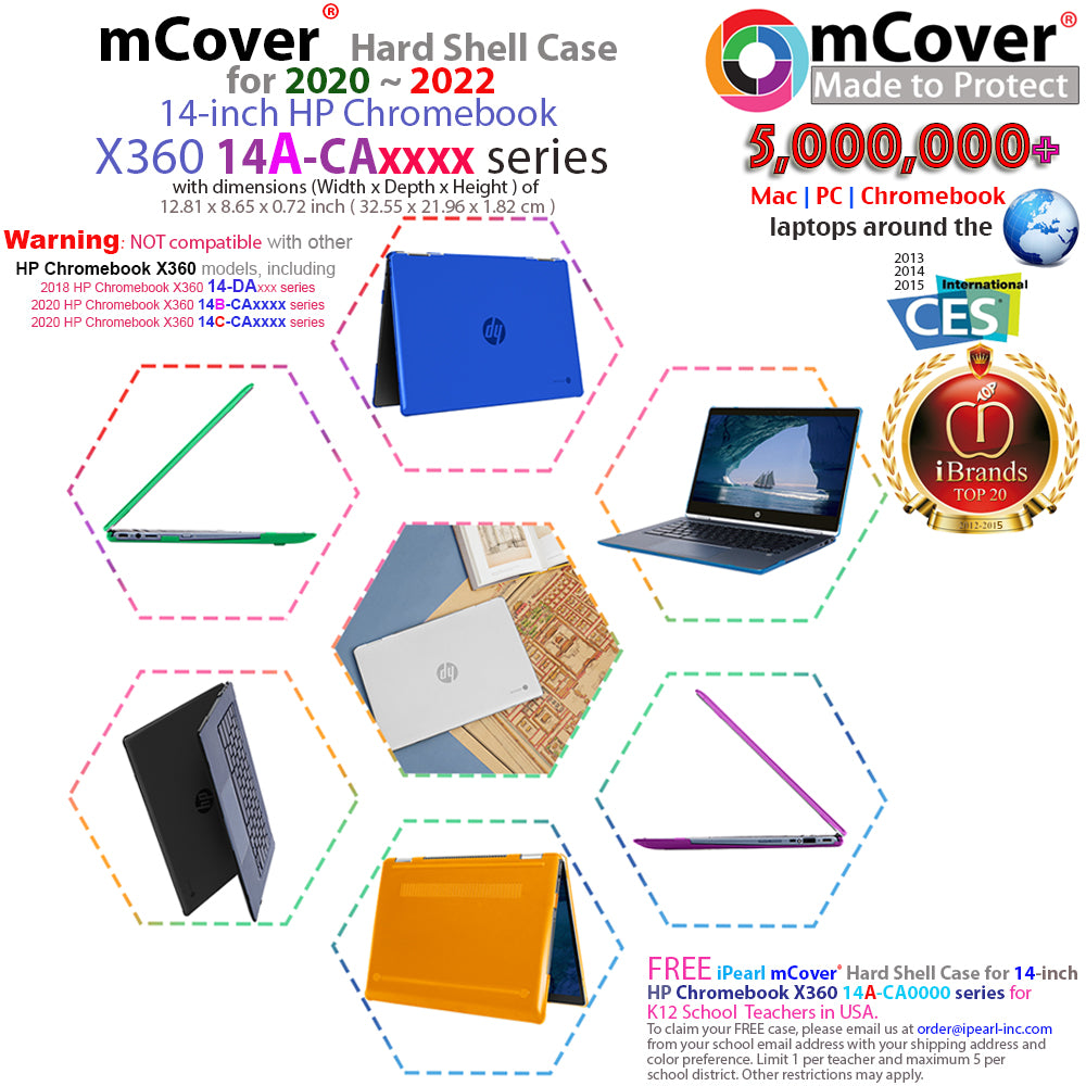 mCover Aqua Clip-On Case for 2020-2022 HP Chromebook x360 14a-CA0000 Series Laptops