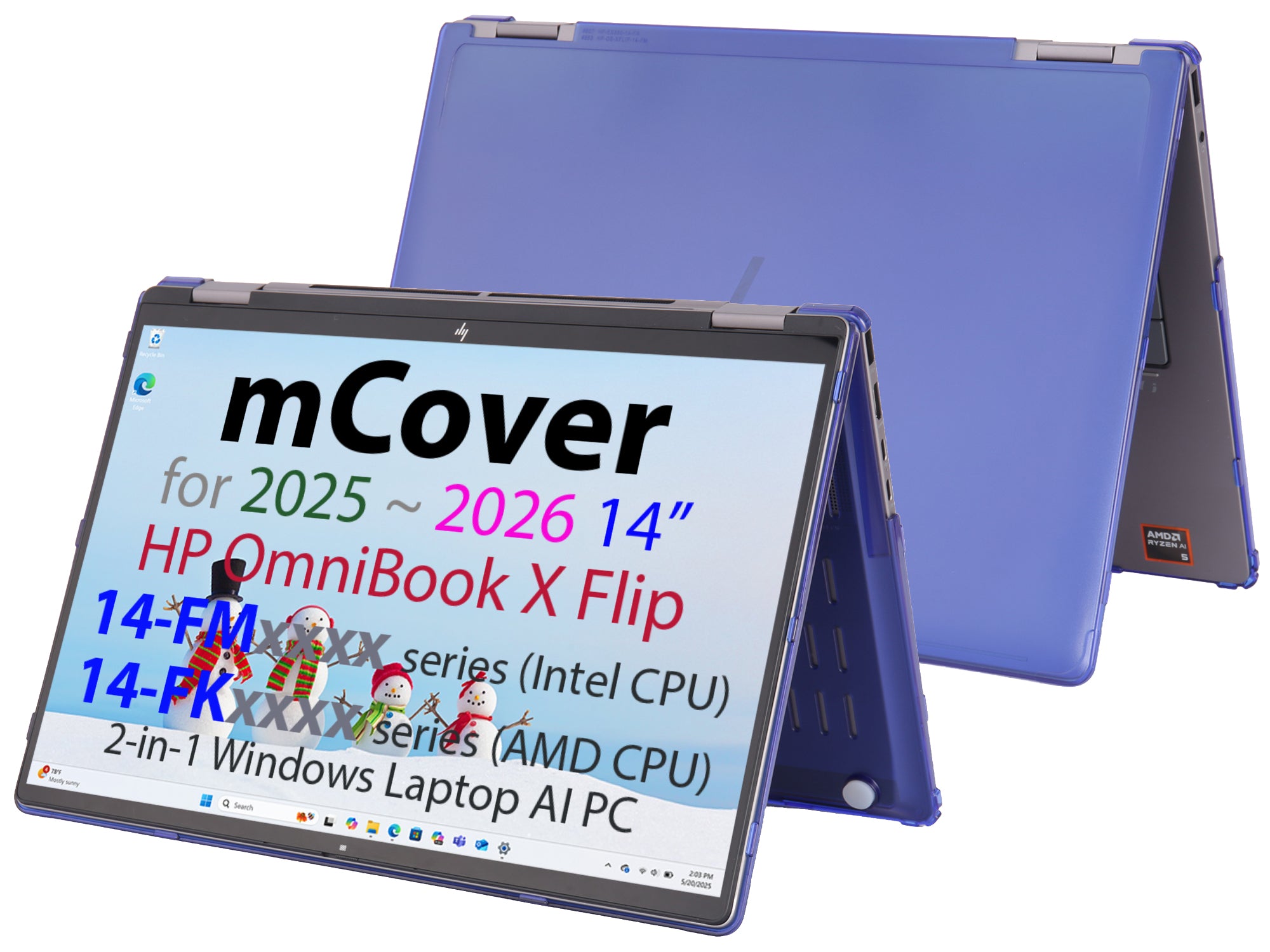 mCover Hard Case ONLY Compatible for 2025+ 14" HP OmniBook X Flip 14-FMxxxx 14-FKxxxx 2-in-1 (with 360° Hinge) Windows Laptop (NOT Fitting Any Other HP Models)