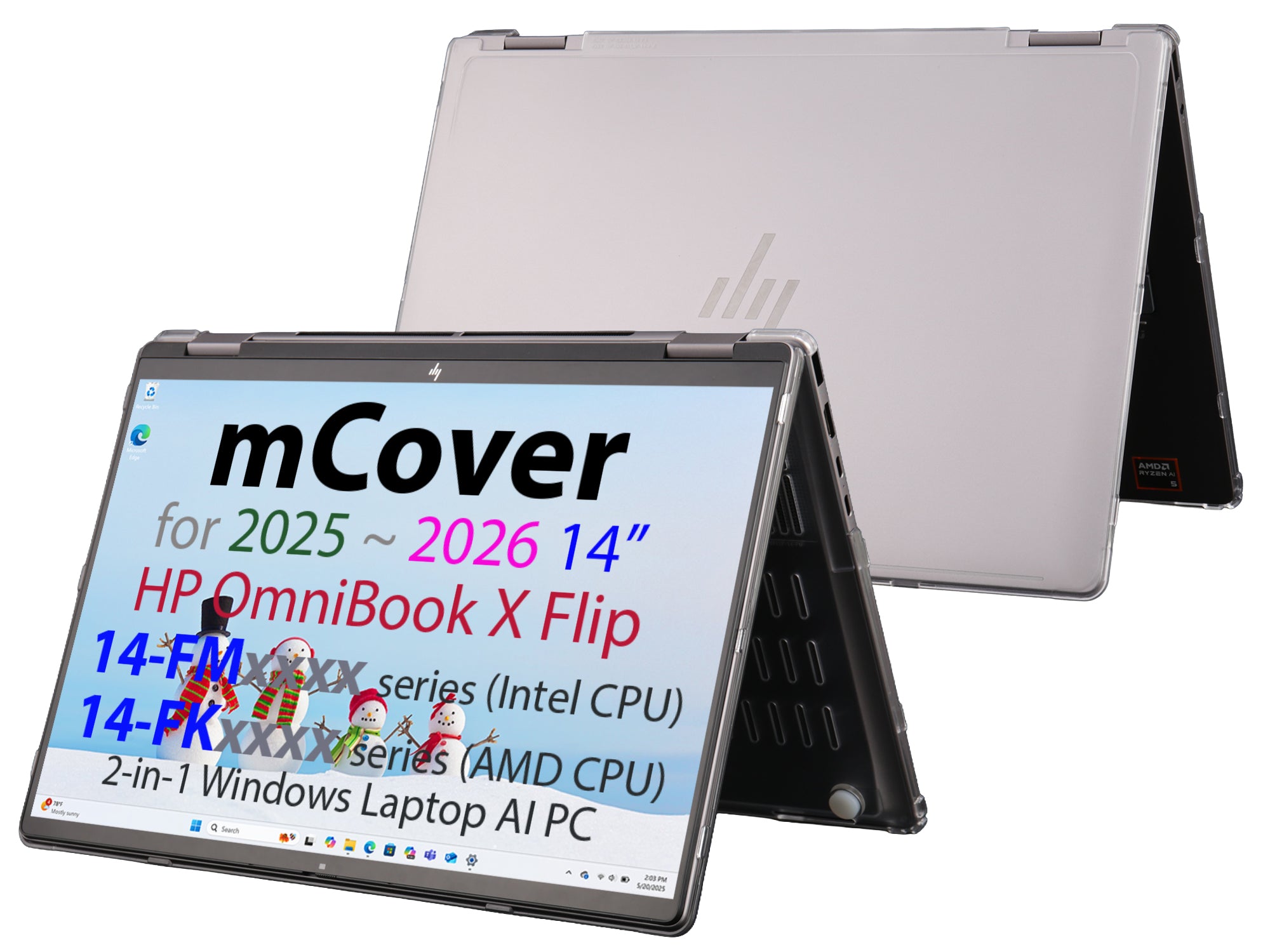 mCover Hard Case ONLY Compatible for 2025+ 14" HP OmniBook X Flip 14-FMxxxx 14-FKxxxx 2-in-1 (with 360° Hinge) Windows Laptop (NOT Fitting Any Other HP Models)