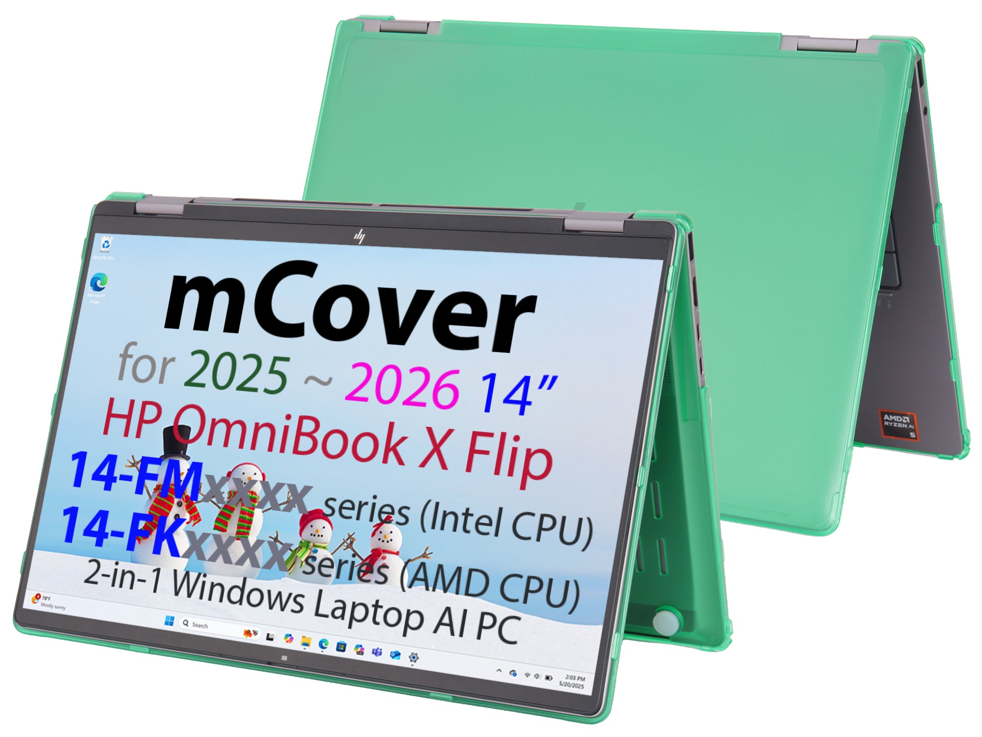 mCover Hard Case ONLY Compatible for 2025+ 14" HP OmniBook X Flip 14-FMxxxx 14-FKxxxx 2-in-1 (with 360° Hinge) Windows Laptop (NOT Fitting Any Other HP Models)