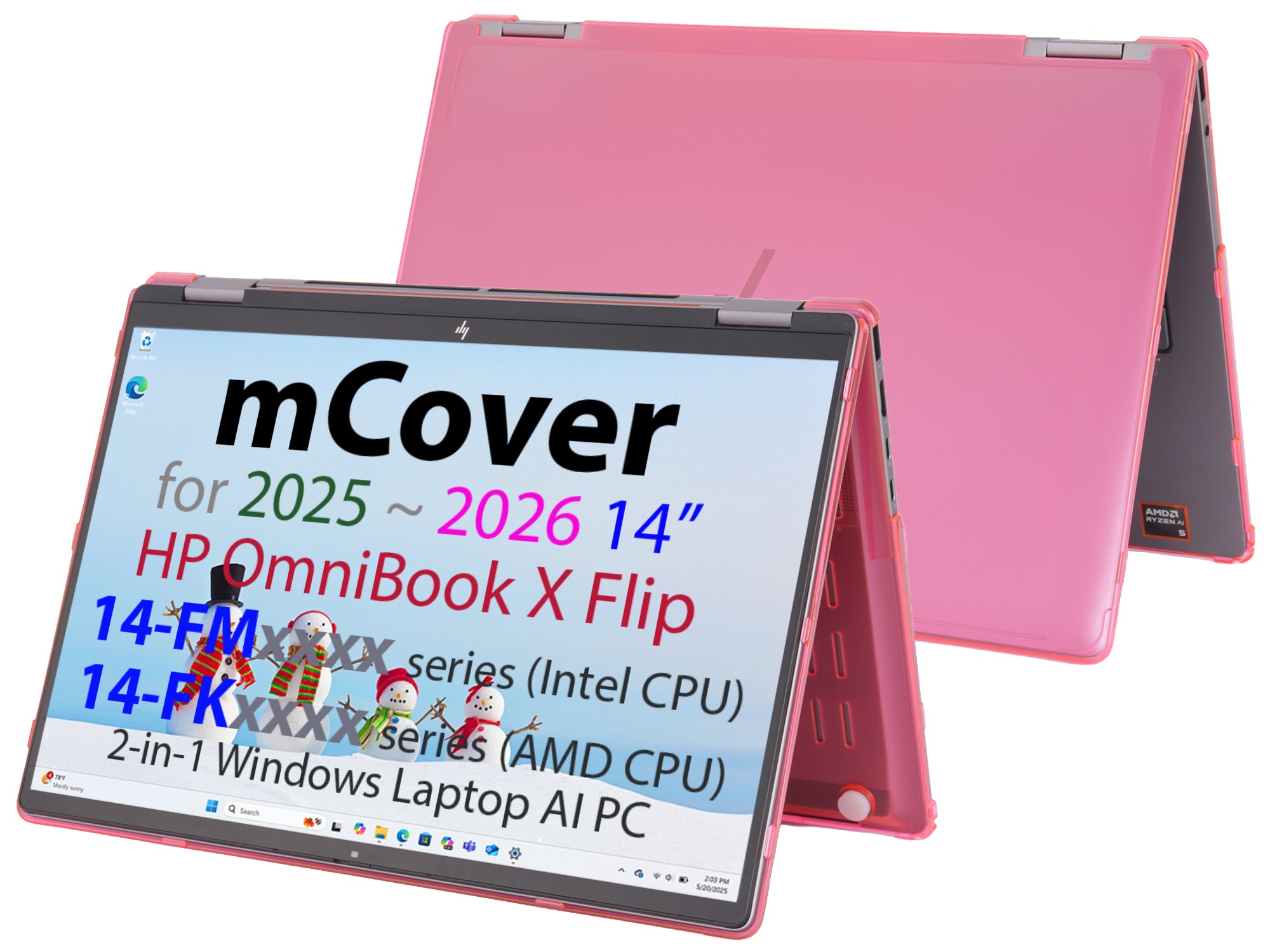mCover Hard Case ONLY Compatible for 2025+ 14" HP OmniBook X Flip 14-FMxxxx 14-FKxxxx 2-in-1 (with 360° Hinge) Windows Laptop (NOT Fitting Any Other HP Models)