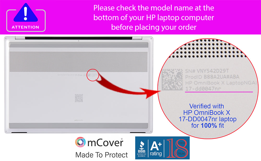 mCover Case ONLY Compatible for 17.3” 2025+ HP OmniBook 7 17-DCxxxx and OmniBook X 17-DDxxxx 17-DExxxx Series Windows Laptop PC (NOT Fitting Other HP Models)
