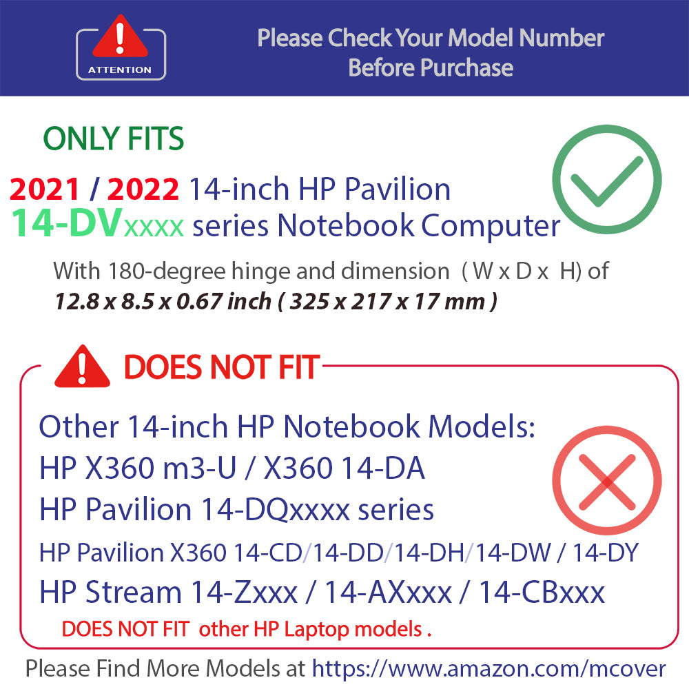 mCover Case Compatible for 2021~2022 14" HP Pavilion 14-DVxxxx Series Traditional (with 180° Hinge) Notebook Computers ONLY (NOT Compatible with Other HP Pavilion Series)