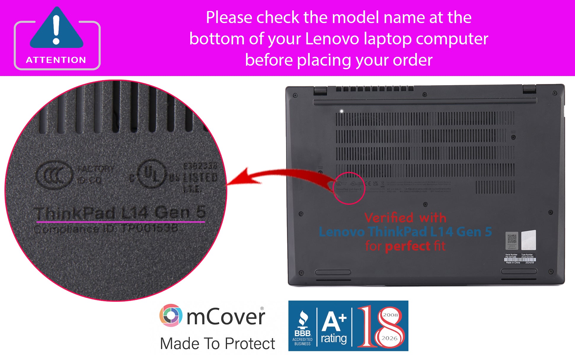 mCover case ONLY Compatible for 2024-2025 14" Lenovo ThinkPad L14 G5 G6 Series Windows Notebook Computers(NOT Fitting Any Other Lenovo Models)
