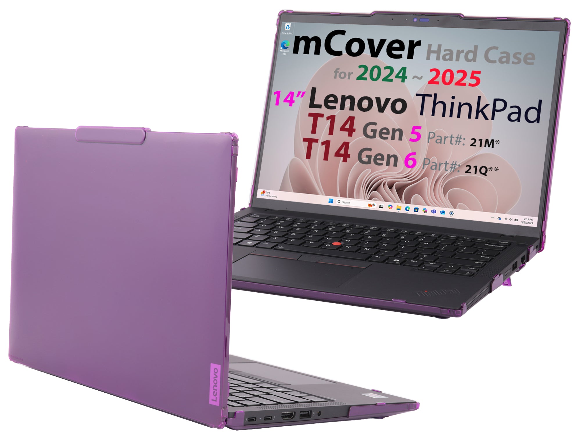 mCover Hard Case ONLY Compatible for 2024-2025 14" Lenovo ThinkPad T14 Gen 5/6 and P14s Gen 5/6 (AMD) Windows Notebook PC (with 180° Hinge, NOT Fitting Any Other Lenovo Models)