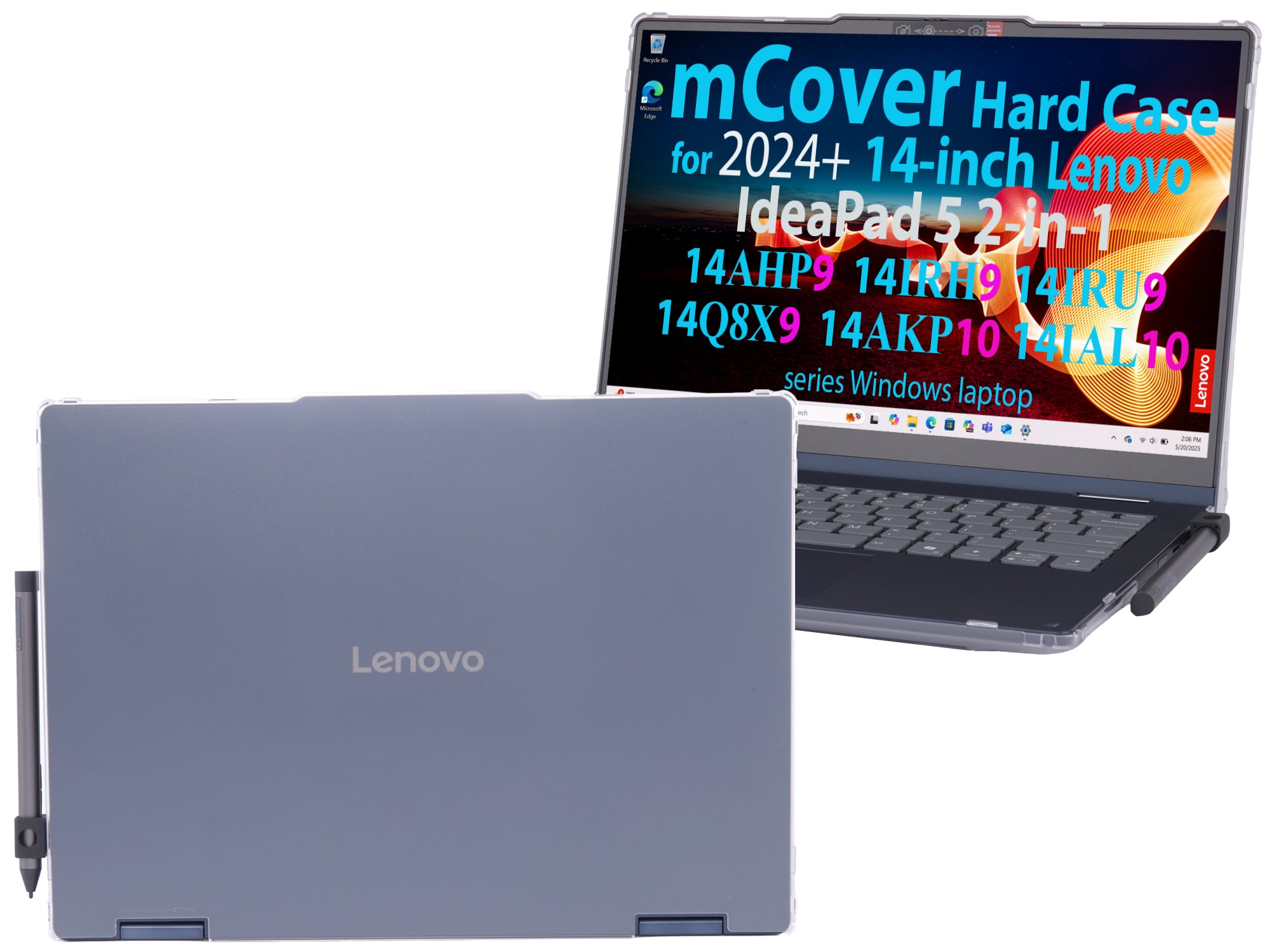 mCover case ONLY Compatible for 2024+ 14-inch Lenovo IdeaPad 5 2-in-1 14IAL10 / 14AKP10 / 14AHP9 / 14IRU9 / 14IRH9 / 14Q8X9 Series Windows Notebook PC(NOT Fitting Any Other Models)