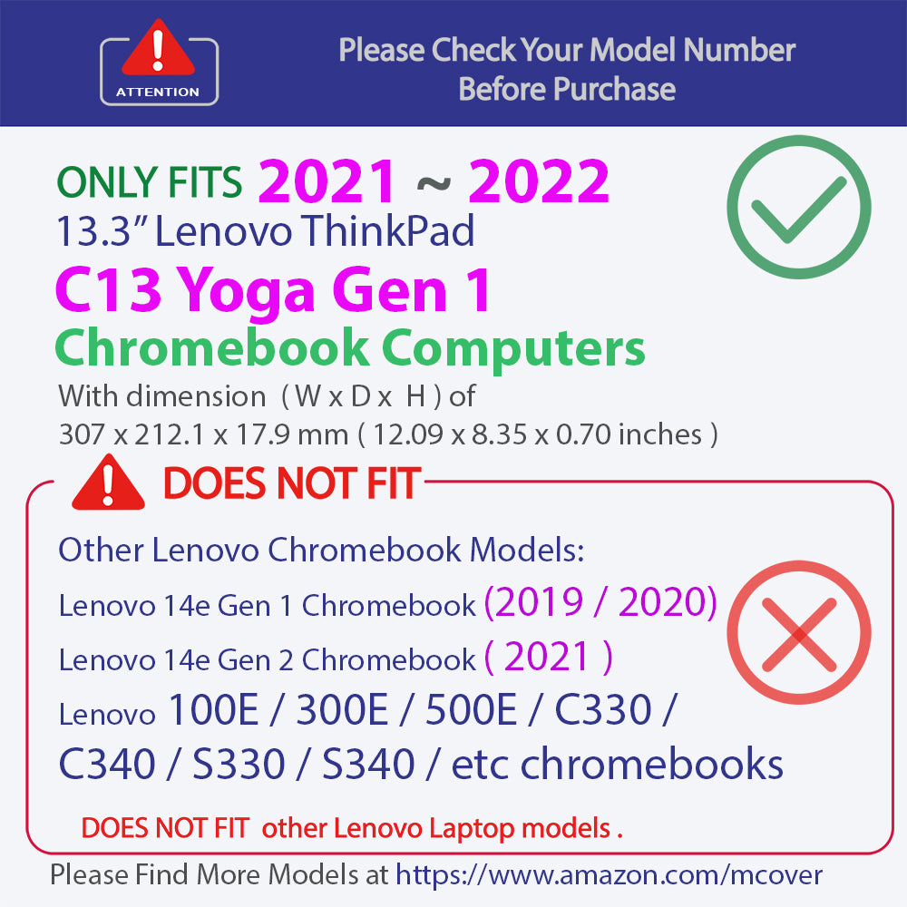 mCover Case Compatible for 2021~2022 13.3" Lenovo ThinkPad C13 Yoga Gen 1 Convertible 2-in-1 Laptop Computers ONLY (NOT Fitting Other Lenovo ThinkPad Models)