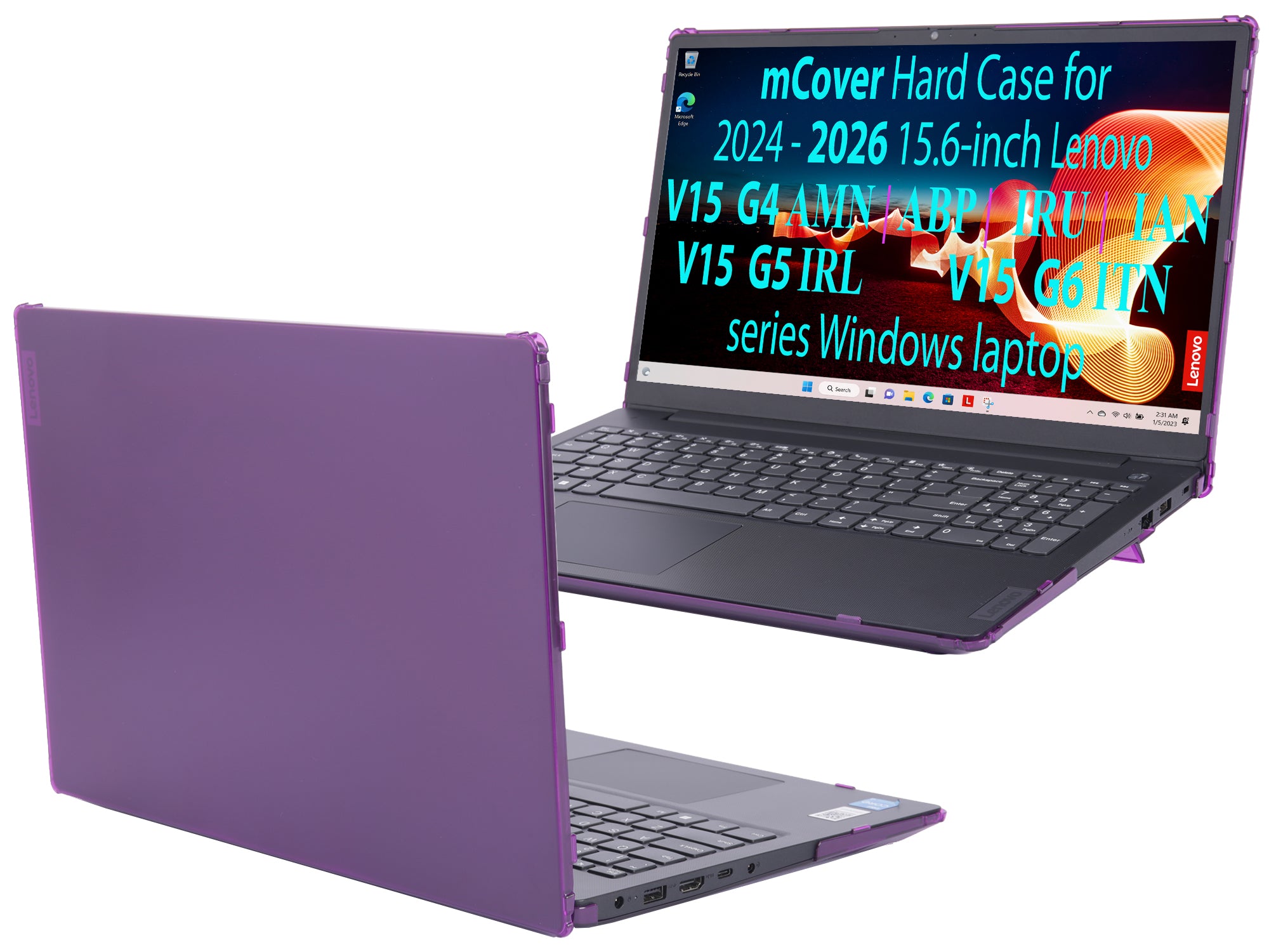 mCover Case ONLY Compatible for 2024-2026 15.6" Lenovo V15 G4 / G5 / G6 Series Windows Notebook PC(with 180° Hinge, NOT Fitting Any Other Lenovo Models)