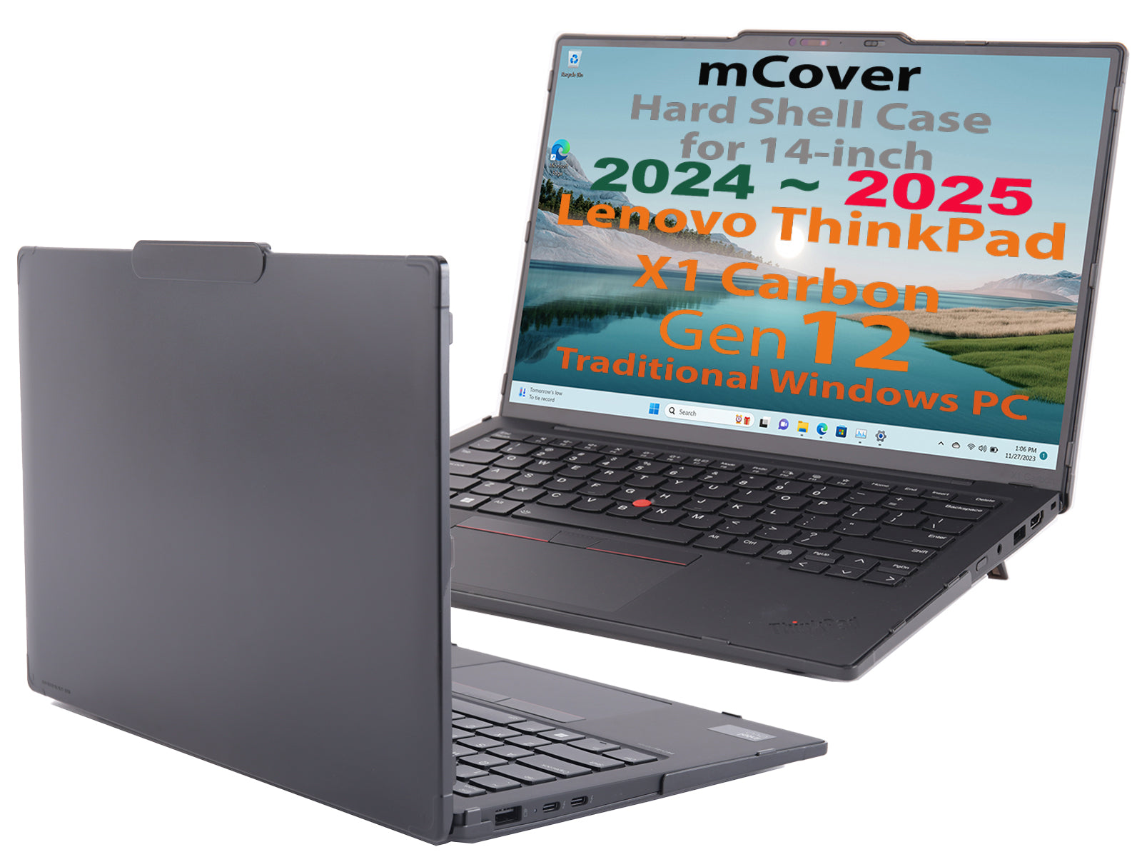 mCover Hard Case ONLY Compatible for 2024-2025 14" Lenovo ThinkPad X1 Carbon Gen 12/13 Windows Notebook PC (with 180-degree Hinge, NOT Fitting Any Other Lenovo Models)