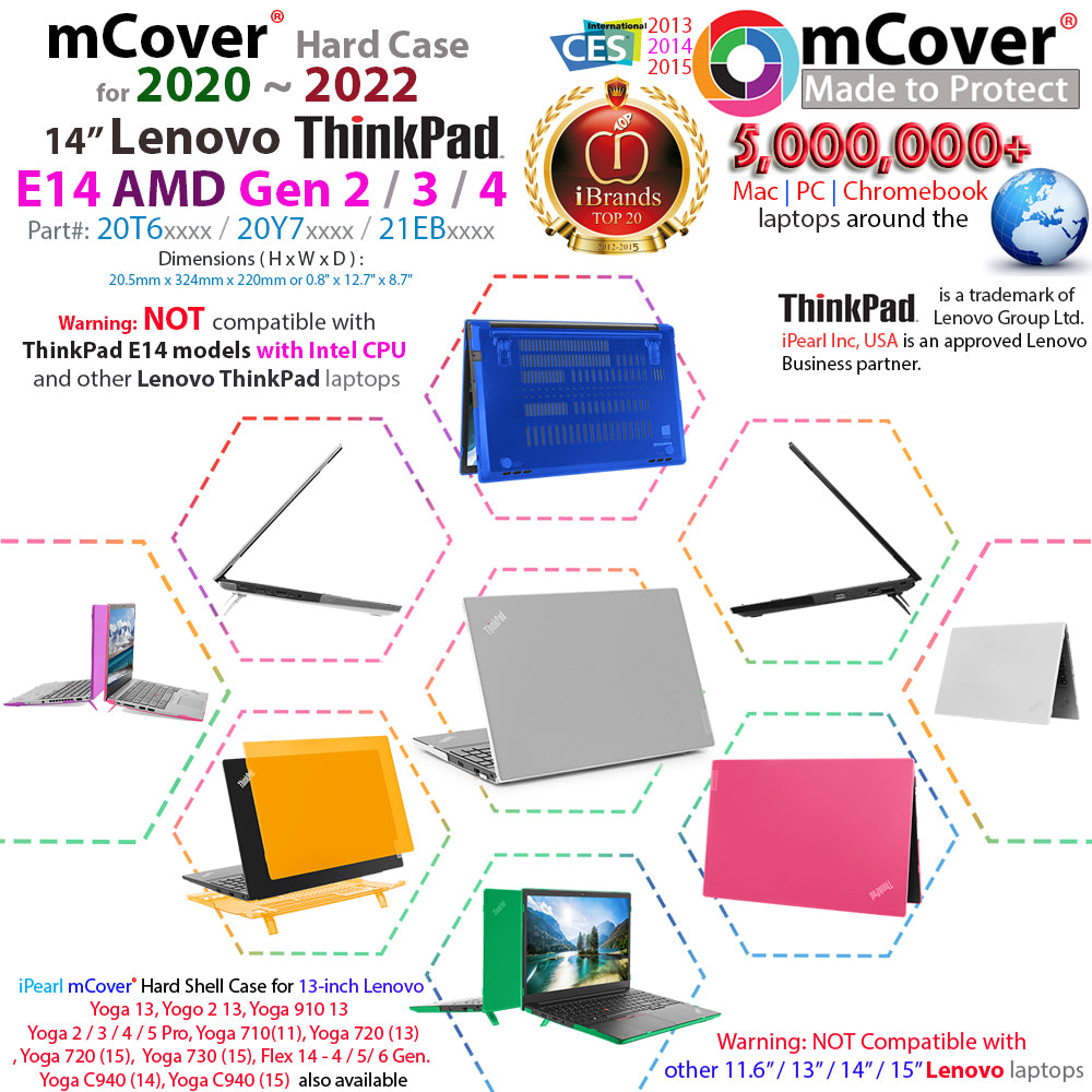 mCover Hard Shell Case for 2020~2022 Lenovo ThinkPad E14 14-inch AMD Gen 2/3/4 Laptop Computers ( NOT Fitting Other Lenovo laptops )