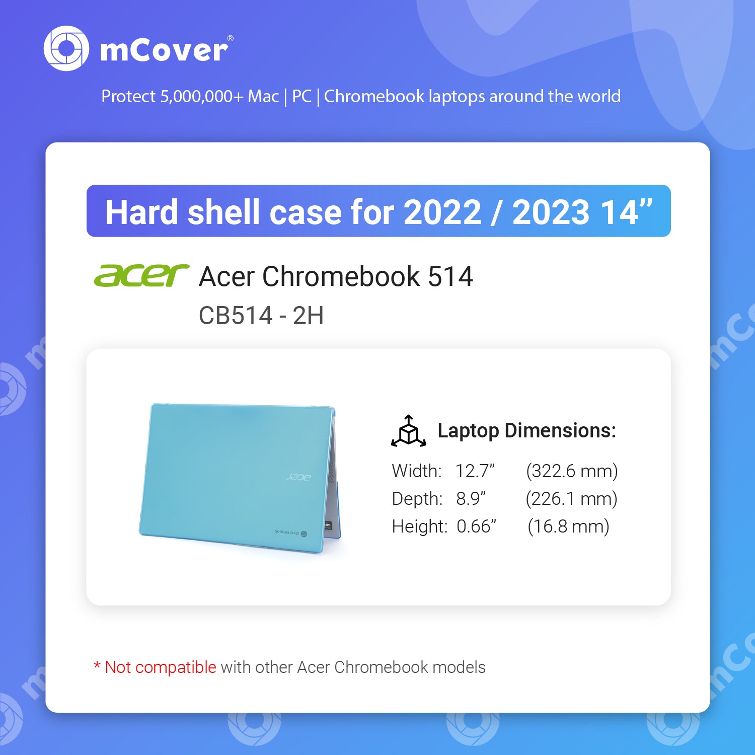 mCover Case Compatible for 2022~2023 14" Acer ChromeBook 514 CB514-2H Series Notebook Computer ONLY (NOT Fitting Other Acer Models)