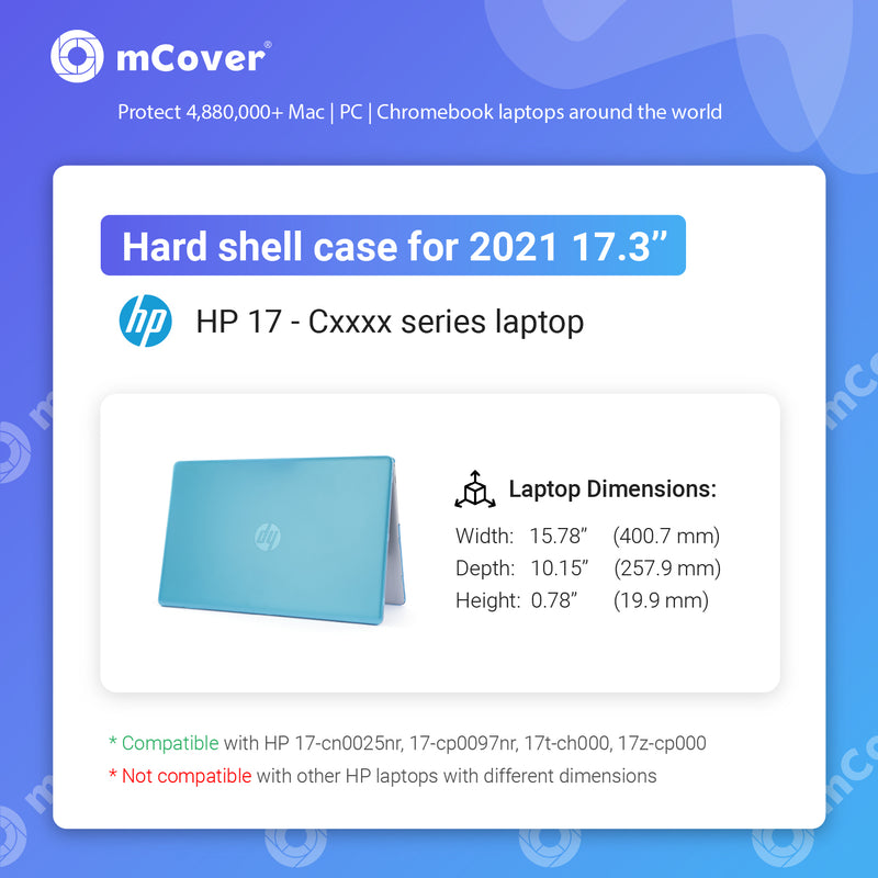 mCover Case Compatible for 2021-2022 17.3" HP Laptop 17-CNxxxx Series (No DVD Drive ) Windows Laptop Computer ONLY (NOT Fitting Other HP Models)
