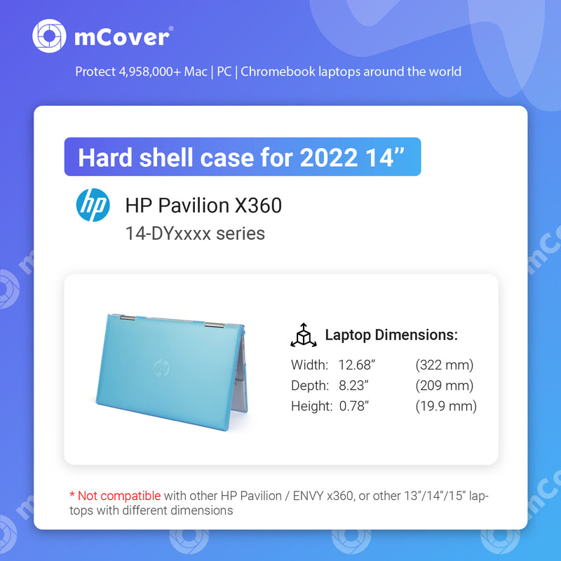 mCover Hard Shell Case ONLY Compatible for 2021 / 2022 14" HP Pavilion x360 14-DYxxxx Series (NOT Compatible with Other HP Pavilion Series) Convertible laptops - HP-PAV-x360-14-DY0000