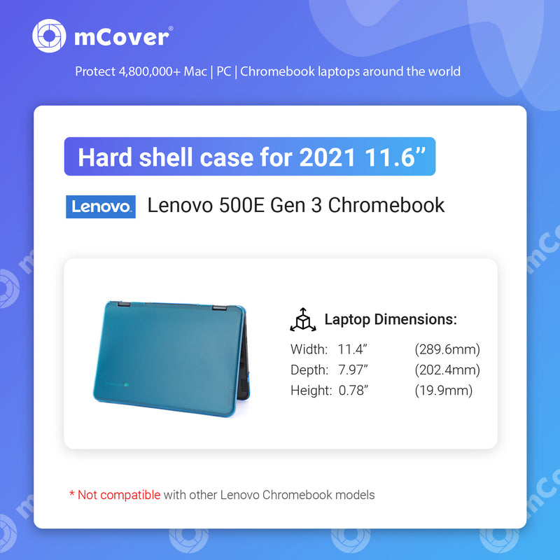 mCover Hard Shell Case Only Compatible with 2021 11.6" Lenovo 500E Chromebook Gen 3 2-in-1 Laptop ( NOT for Older Lenovo 500E Gen 1 / Gen 2, Other 100E / 300E Windows & Flex 11 Chromebook )