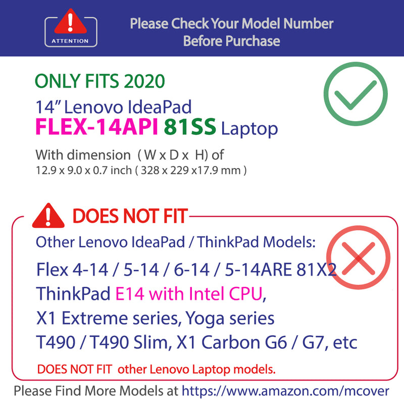 mCover Hard Case Compatible for 2020 14" Lenovo IdeaPad Flex-14API (81SS) Convertible Laptop (NOT Compatible with Other Flex 4-14 / 5-1470 / 6-14ARR Series ) Computers ( FLEX-14API-81SS