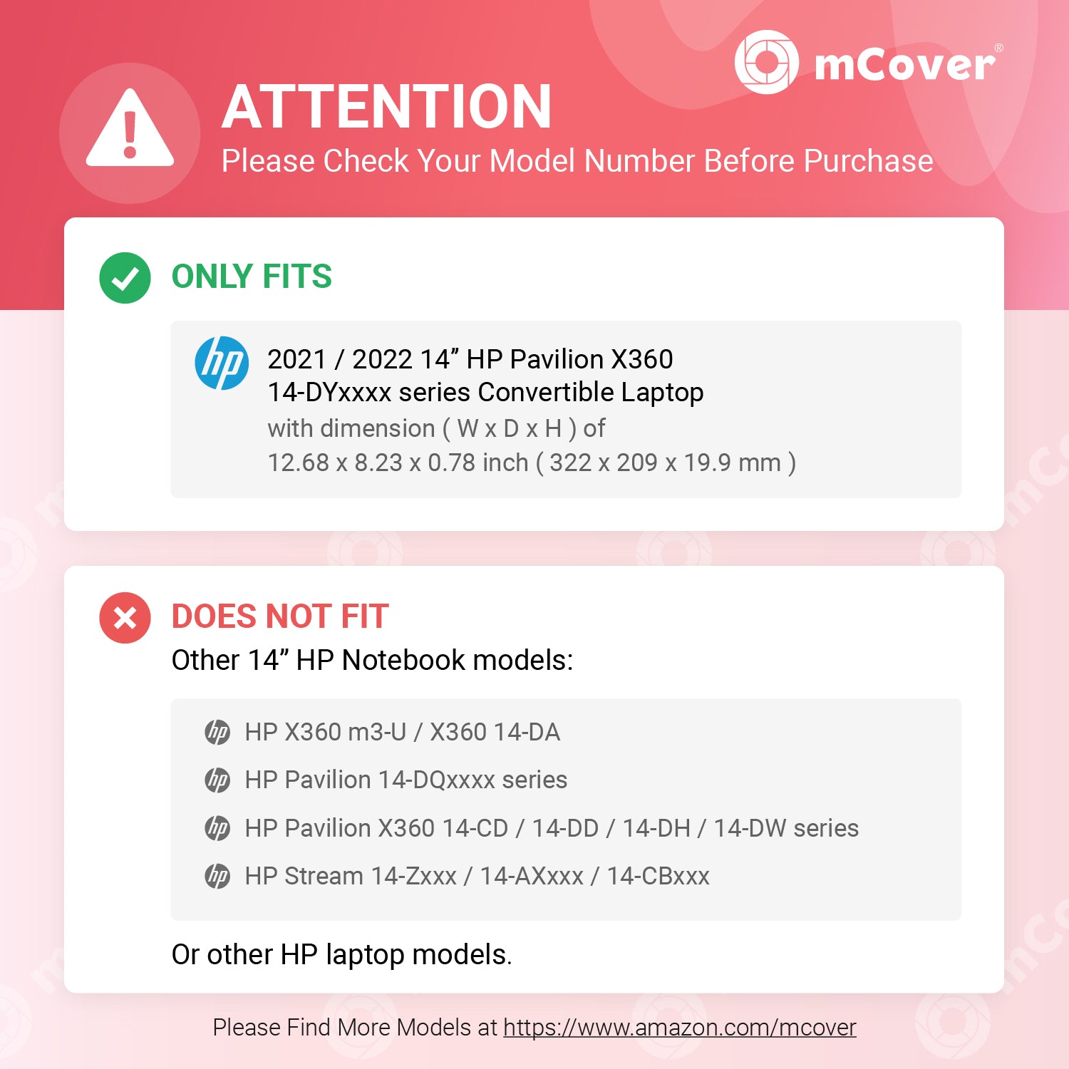 mCover Hard Shell Case ONLY Compatible for 2021 / 2022 14" HP Pavilion x360 14-DYxxxx Series (NOT Compatible with Other HP Pavilion Series) Convertible laptops - HP-PAV-x360-14-DY0000