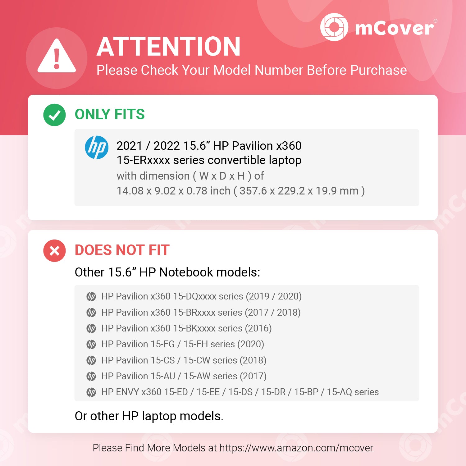 mCover Case Compatible for 2021 ~ 2022 15.6" HP Pavilion x360 15-ERxxxx Series ONLY (NOT Compatible with Other HP Pavilion Series) Convertible laptops