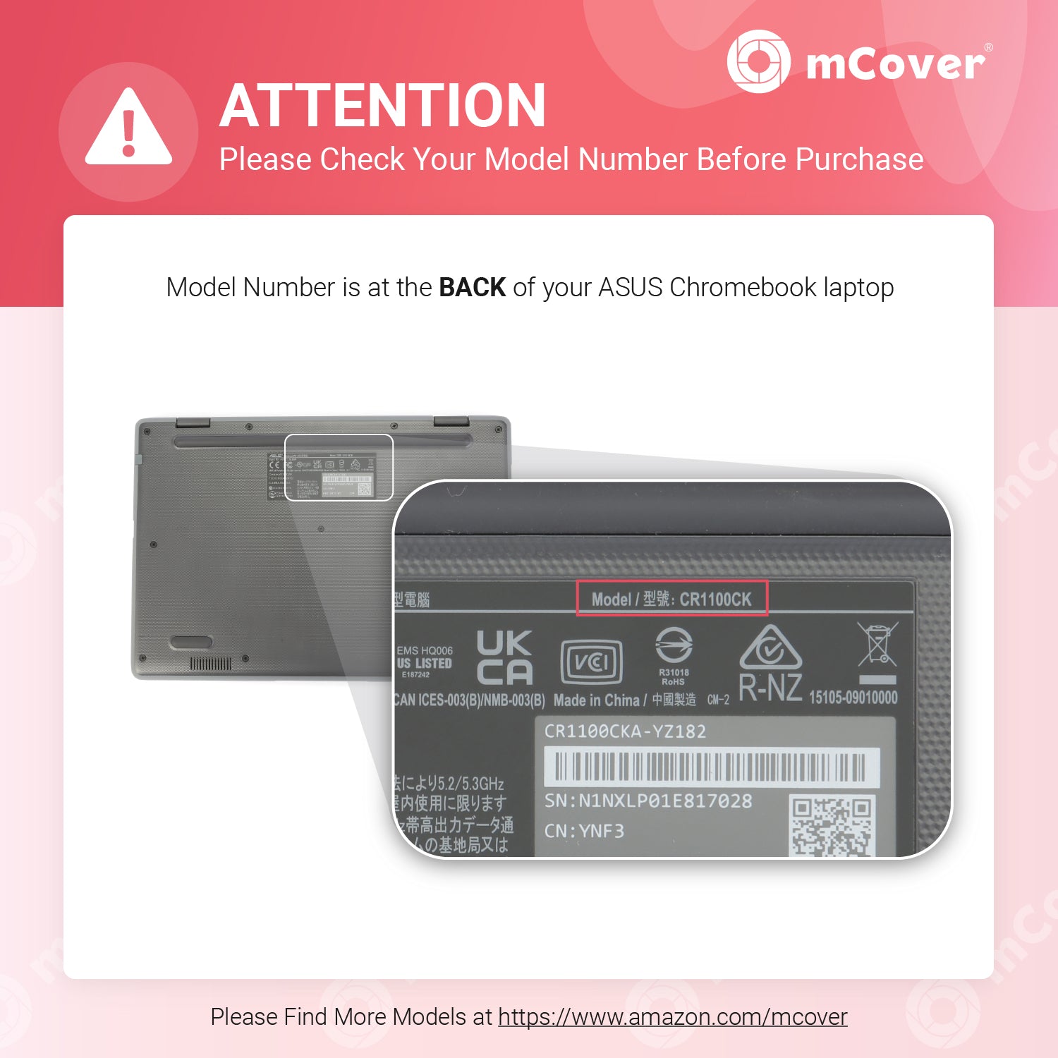 mCover Case Compatible for 2022~2024 11.6" ASUS Chromebook CR1 ( CR1100CA or CR1100FA ) Series Laptop Computers ONLY (NOT Fitting Any Other ASUS Models )