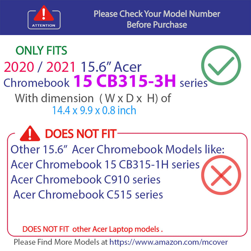 mCover Hard Shell Case Compatible for 2020/2021 15.6" Acer Chromebook 15 CB315-3H Series (NOT Compatible with All Other Acer chromebook Models)