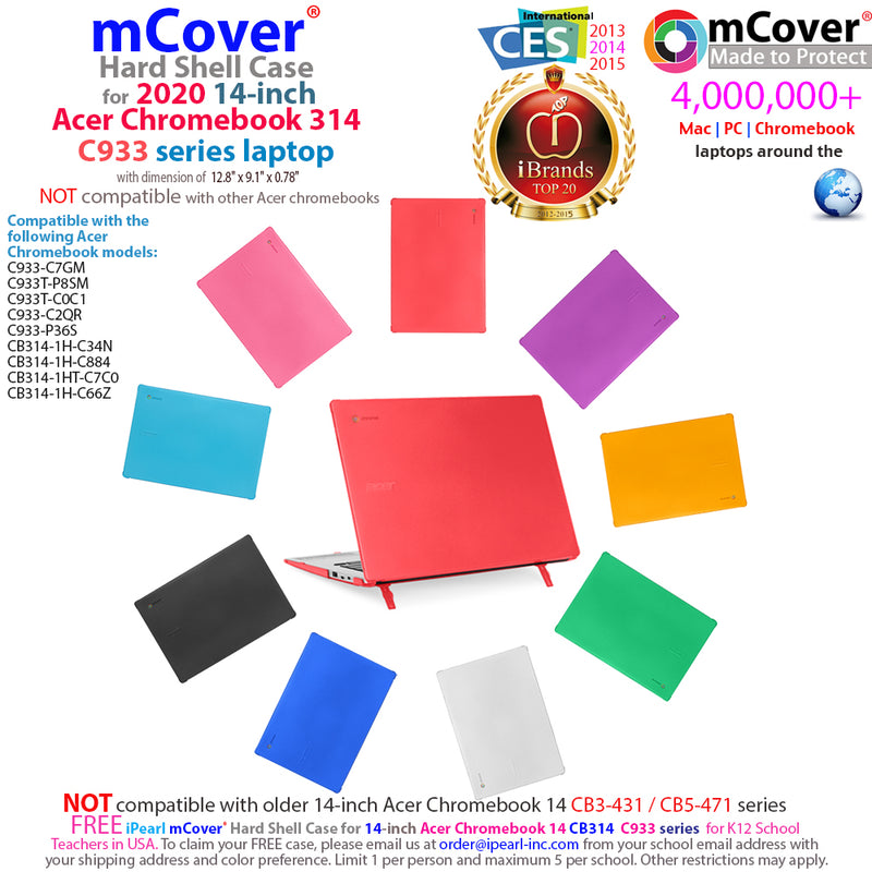 mCover Hard Shell Case for 2020 14" Acer Chromebook 314 C933 Series Laptop (Not Compatible with Other Acer chromebook Models)