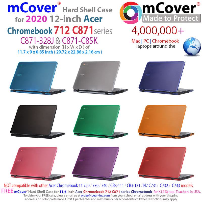 mCover Hard Shell Case for 2020 12-inch Acer Chromebook 712 C871 Series (NOT Compatible with Acer C11 C720 / C721 / C730 / C731 / C732 / C771 / C740 / CB3-111 / CB3-131,etc) - AC-C871