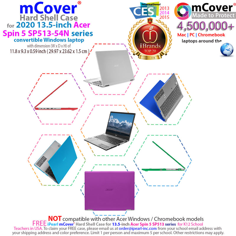 mCover Hard Shell Case Compatible ONLY with 2020 13.5" Acer Spin 5 SP513-54N Series Windows Convertible Laptop – AcerSpin5-SP513