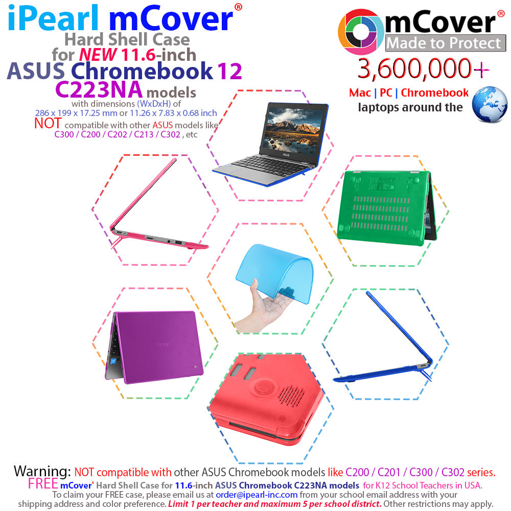 mCover Hard Shell Case for 2019 11.6-inch ASUS Chromebook C223NA/CX22N
