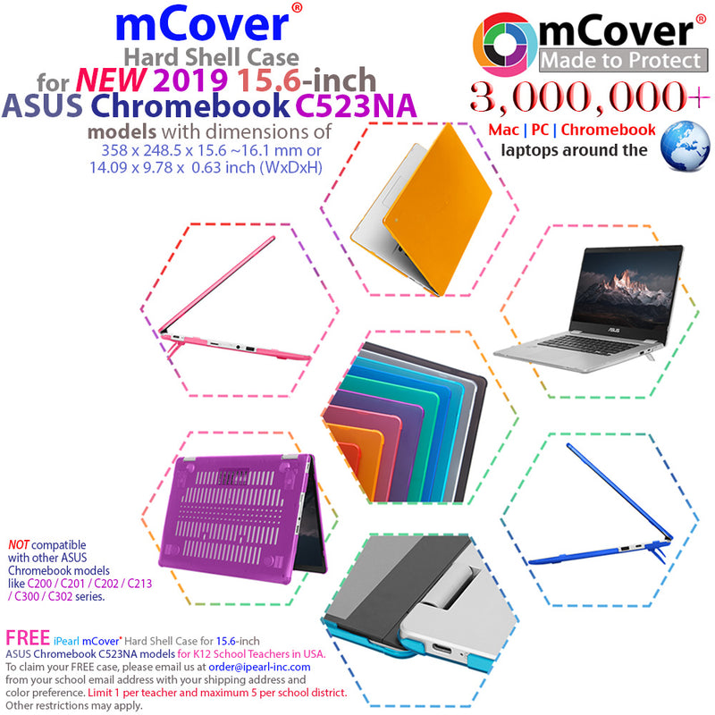 mCover Hard Shell Case for 2019 15.6-inch ASUS Chromebook C523NA Series (NOT fitting other ASUS models ) Laptop