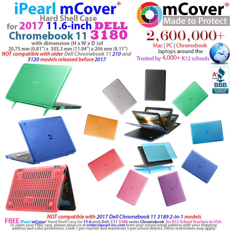 iPearl mCover Hard Shell Case for 2017 11.6" Dell Chromebook 11 3180 Series Laptop (NOT Compatible with 210-ACDU / 3120/3189 Series)