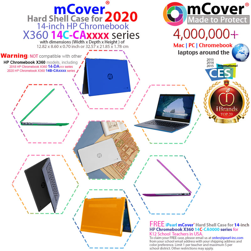 mCover Hard Shell Case for late-2020 14" HP Chromebook X360 14C-caxxxx Series laptops (NOT Compatible with Other HP Chromebook & Windows laptops)