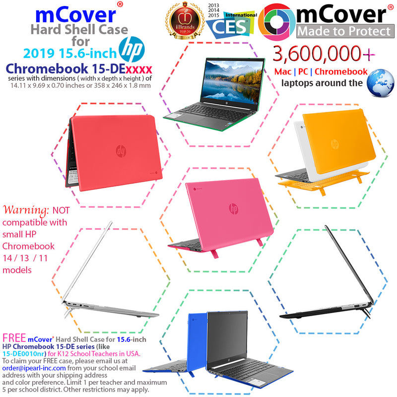 mCover Hard Shell Case for Late-2019 15.6" HP Chromebook 15-DExxxx Series (NOT Compatible with Smaller HP C14 / C13 / C11 Series) laptops