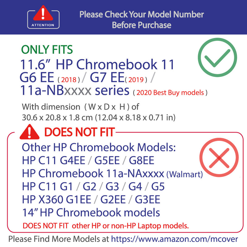 mCover Hard Shell Case for 11.6" HP Chromebook 11 G6 EE / G7 EE/ 11a-NBxxxx laptops ( NOT Compatible with pre-2018 HP C11 G4EE / G5EE )