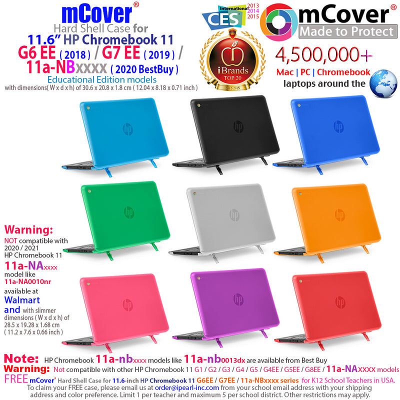 mCover Hard Shell Case for 11.6" HP Chromebook 11 G6 EE / G7 EE/ 11a-NBxxxx laptops ( NOT Compatible with pre-2018 HP C11 G4EE / G5EE )