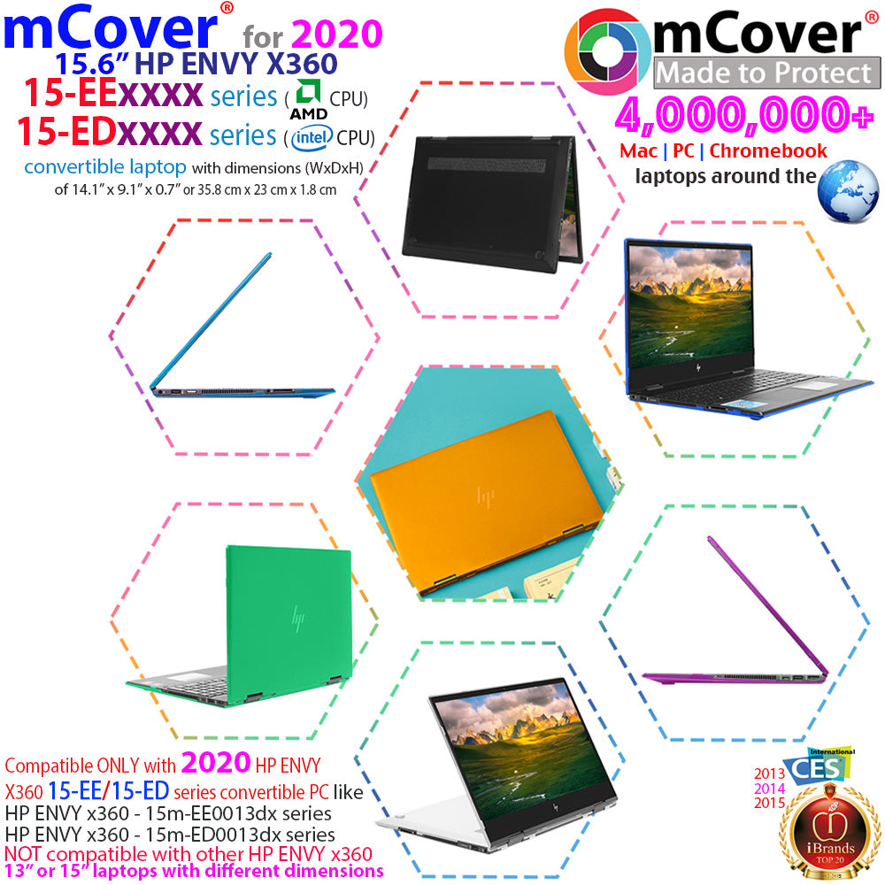 mCover Hard Shell Case for 2020-2022 15.6" HP Envy x360 15-EExxxx (AMD CPU) / 15-ED (Intel CPU) Series Laptop (NOT Compatible with Envy x360 15-AQ/BP/DS/DR Series & Other Models) – x360-15-EE-ED