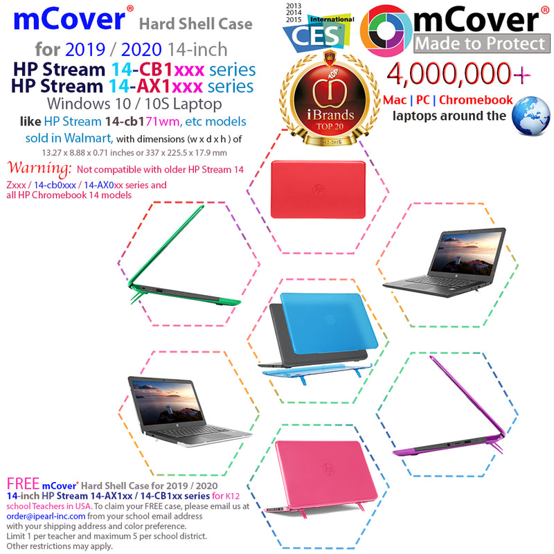 mCover Hard Shell Case for 2019/2020 14" HP Stream 14-CB1xxwm / 14-AX1xxx Series laptop (NOT compatible with HP Stream 14-CB0xxx / 14-AX0xx series & all HP Chromebook 14 models) HP-S14-CB1-2020