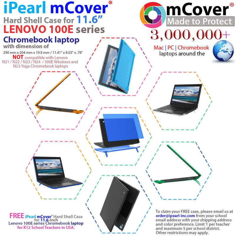 mCover Hard Shell Case for 2018 11.6" Lenovo 100E Series Chromebook Laptop (NOT Fitting Lenovo 300E Windows & N21 / N22 / N23 / 300E / 500E / Flex 11 Chromebook)