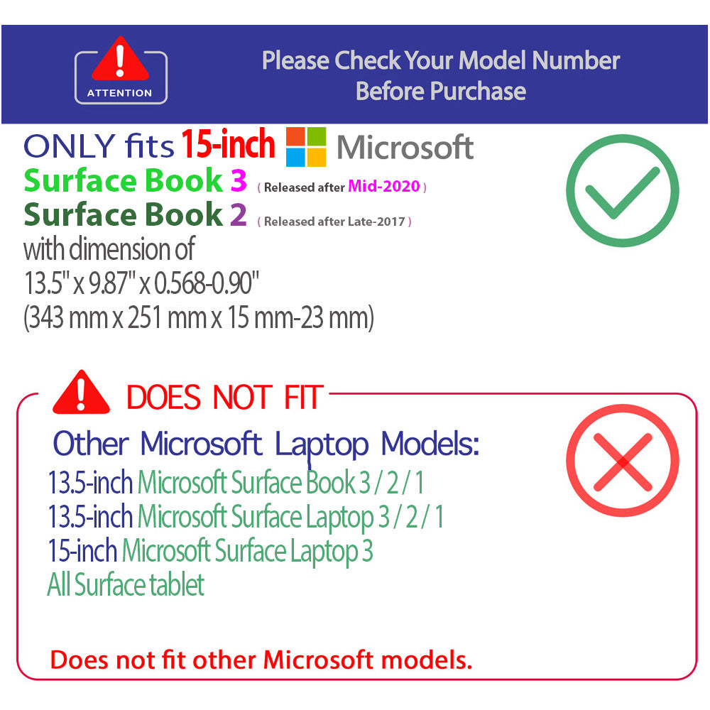 mCover Case Compatible for 2017~2022 15" Microsoft Surface Book 2/3 with Detachable Tablet Display ONLY (NOT Fitting Cheaper Surface Laptop Models)
