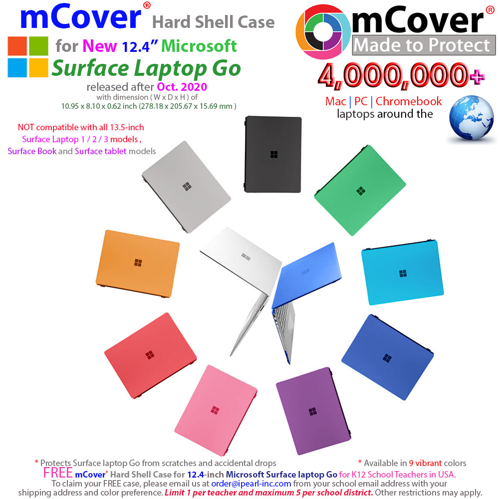 mCover Case Compatible ONLY for 2020-2024 12.4" Microsoft Surface Laptop Go 3/2 / 1 with Touch Screen (NOT Compatible with Any Other Surface Models)
