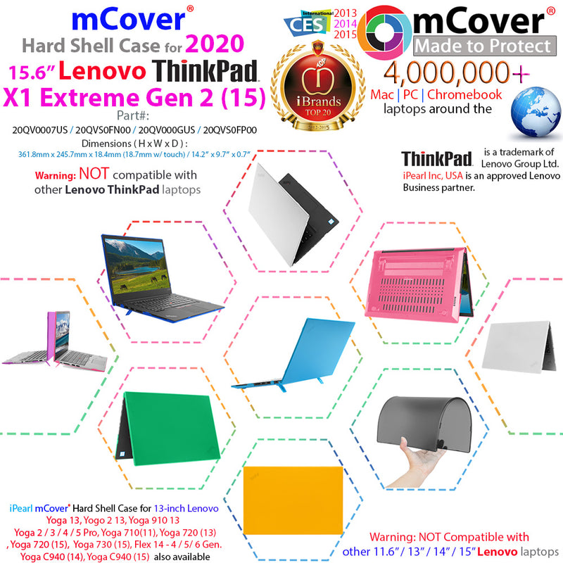mCover Hard Shell Case for 2020 15.6-inch Lenovo ThinkPad X1 Extreme Gen 2 (15) Laptop Computers