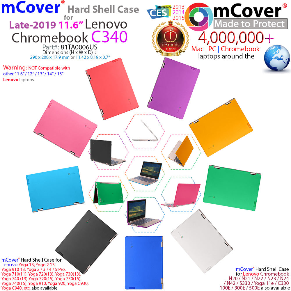 mCover Hard Shell Case for Late-2019 11.6" Lenovo C340 Series 2-in-1 Convertible Chromebook Laptop ( NOT Fitting Lenovo C330 N21 N22 N23 N24 100E 300E 500E Flex 11 Yoga 11e )