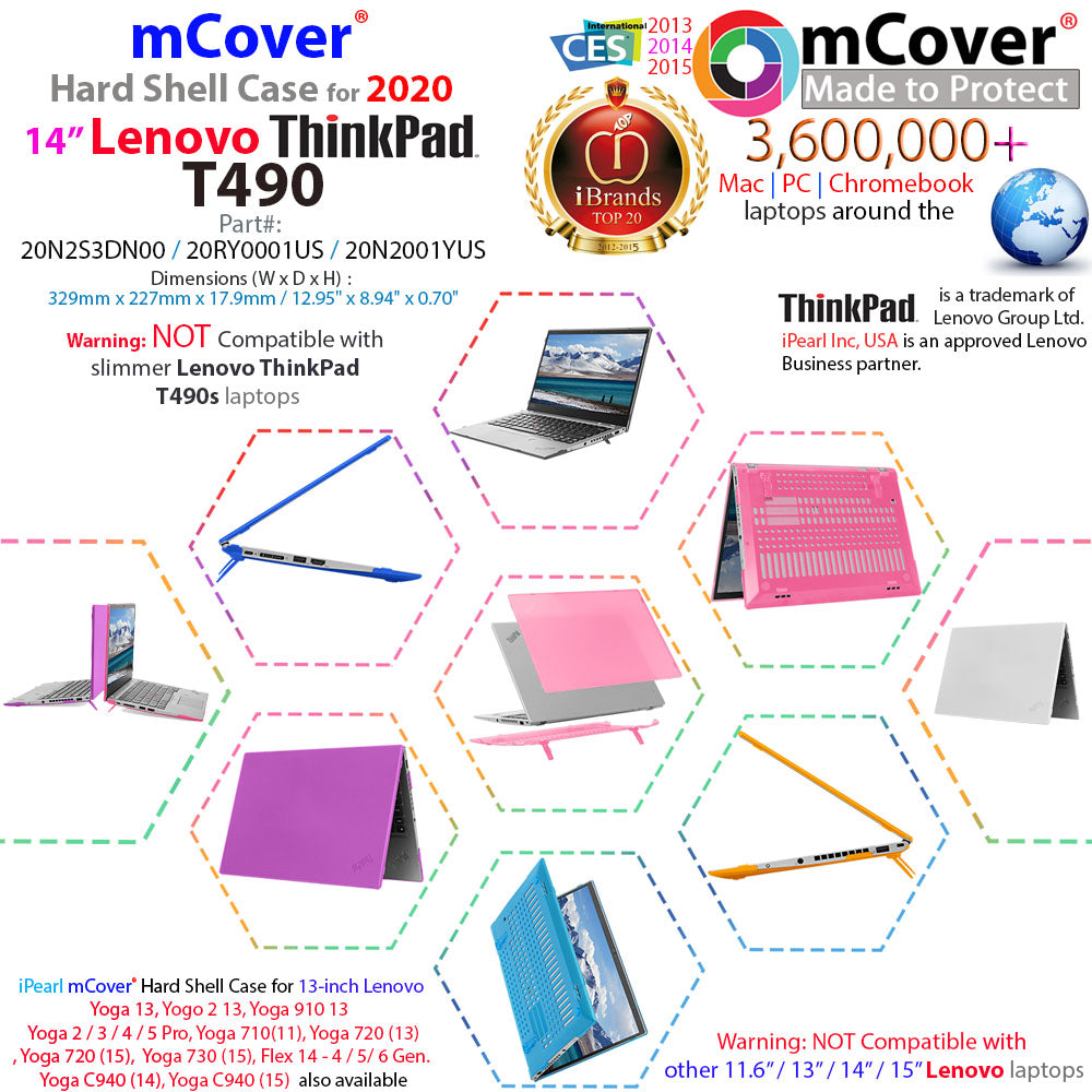 mCover Hard Shell Case for 2020 14" Lenovo ThinkPad T490 Series Laptop Computer
