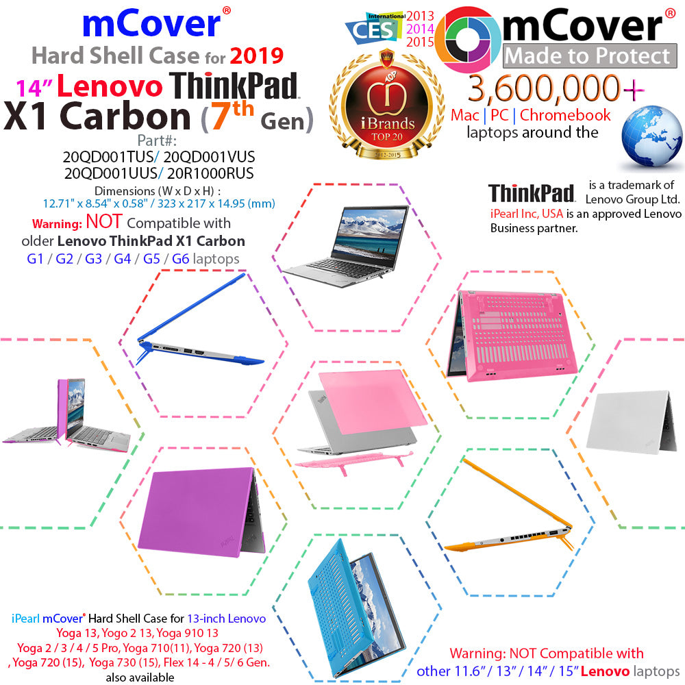 mCover Hard Shell Case for 14" Lenovo ThinkPad X1 Carbon G7 (Fits 2019 7th Generation ONLY) Laptop Computer - X1-Carbon-G7