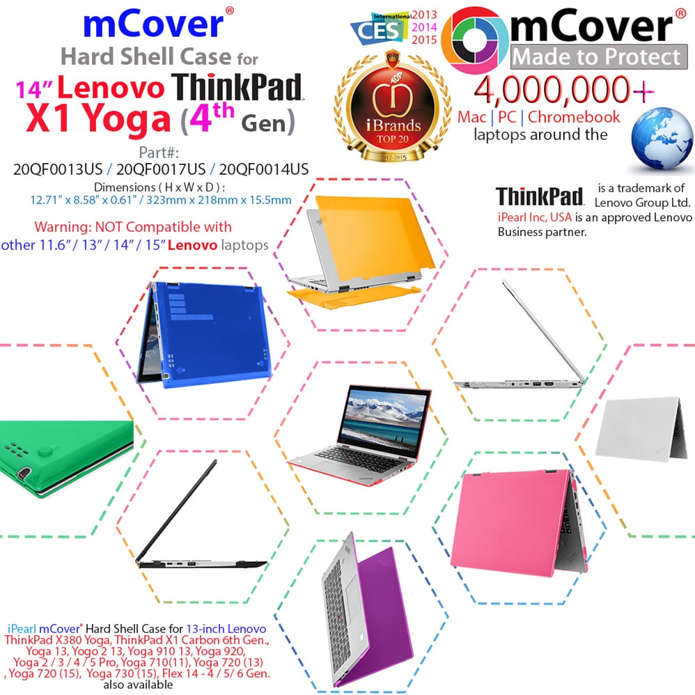mCover Hard Shell Case for 2020 14" Lenovo ThinkPad X1 Yoga (4th/5th Gen) Laptop Computer